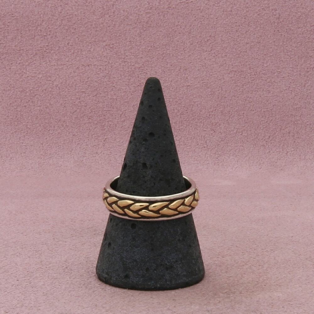 james avery sterling silver & 14k gold mens retired braided woven band ring 9